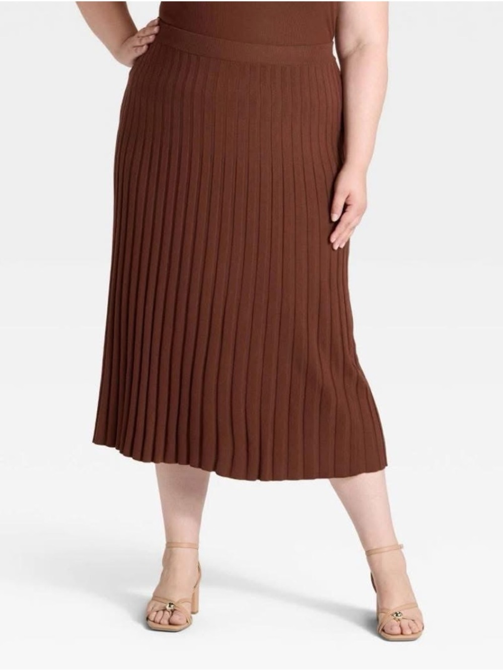Women's Ribbed Mini Sweater Skirt - a New Day™ Brown Size XXL